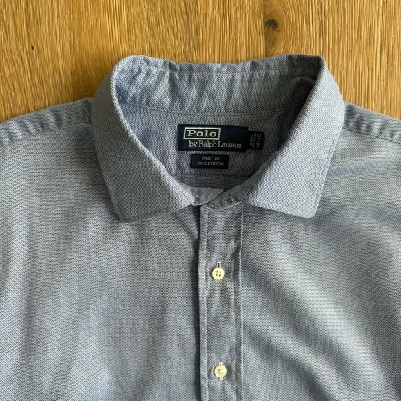 Polo by Ralph Lauren Cotton Dress Shirt Blue size Neck 18 x36 Long sleeve Men’s - Picture 7 of 10